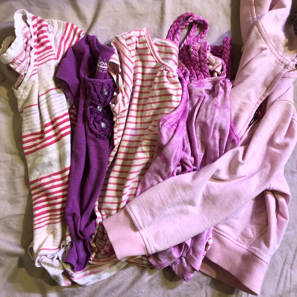 Girls Shirt Lot of Five Pink Tops sized Girls Med 7/8